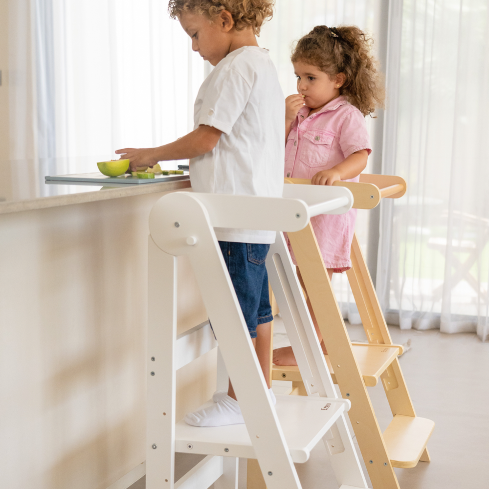 Folding Kitchen Tower natural or white Toy Box