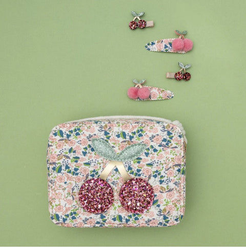 Pom pom cherry clips PINK MULTI