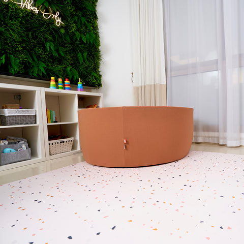 Round Ball Pit - Saddle Brown - 100X40 W200 Balls (White, Baby Blue, Golden) - www.toybox.ae